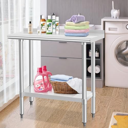 HARDURA Stainless Steel Commercial Work Table 14×36 Inches 2" Backsplash - Image 7