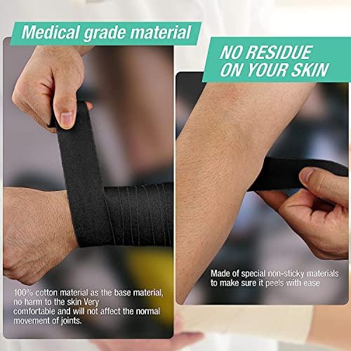 (3 Pack) Black Athletic Sports Tape, Very Strong Easy Tear No Sticky Residue Tape for Athlete & Sport Trainers & First Aid Injury Wrap,Suitable for Bats,Tennis,Gymnastics & Boxing（1.5in X 35ft） - Image 5