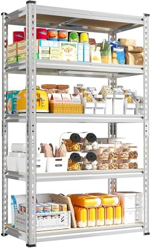 REIBII Storage Shelves,5-Tier Adjustable Waterproof Storage Rack for Pantry by REIBII