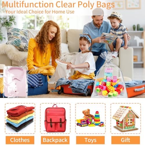 Plastic Flat Open Poly Bags, 30 Count 18 x 24 inch Clear Plastic Bags - Image 7