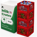 EconoHome Milk Crate - Stackable Storage Crate with Built-In Handles - Heavy Duty Plastic Material - Ventilated Organizer Bin for Garage, Pantry, Classroom, Office & Moving - Red, 13x13x11, 4-Pack by EconoHome
