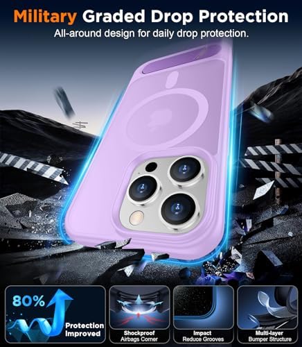 Temdan Magnetic Compatible with iPhone 14 Pro Case, [Built-in Invisible Kickstand][Compatible with MagSafe] [Military Grade Shockproof] Slim Translucent Matte Phone Case for iPhone 14 Pro 6.1" - Image 4