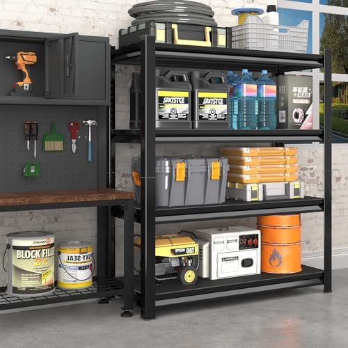 48" W Garage Shelving Heavy Duty, 2000 Lbs Loads Garage Storage Shelves Heavy Duty, Metal Shelving Units and Storage Racks, Industrial Utility Shelf,48" Wx16 Dx63 H, Black - Image 2