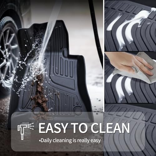 TPE Floor Mats & Cargo Liner for 2018-2024 Chevy Equinox/GMC Terrain All-Weather Protection | Full Coverage | Odorless Car Mats & Trunk Tray Custom Fit Set Accessories - Black - Image 6