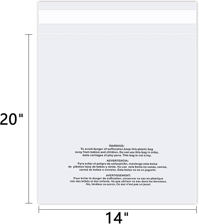 iMailer - 200 Count - 14" x 20" Clear Plastic Poly Bags - Image 2