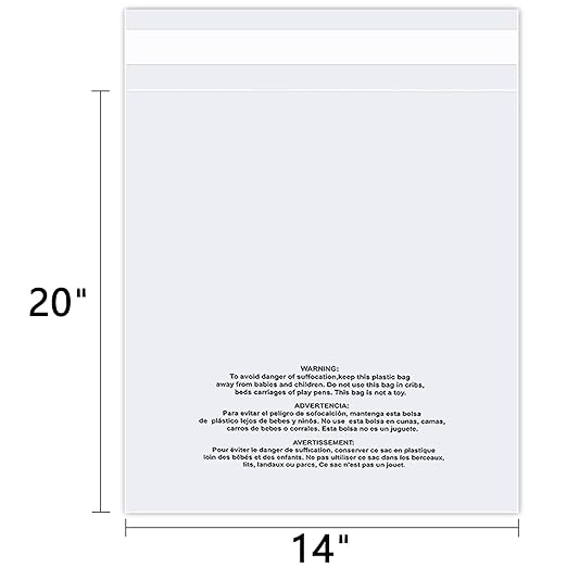 iMailer - 100 Count - 14" x 20" Clear Plastic Poly Bags - Image 2