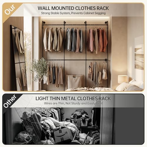 Kryonix Wall Mounted Closet System, 6 Hanging Rods - Image 6