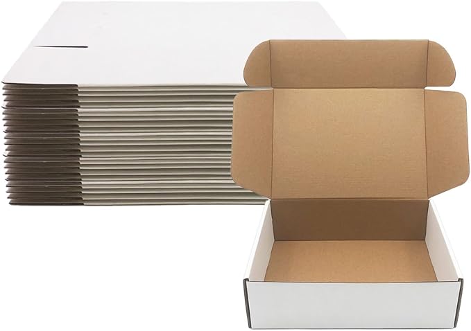 10x7x3 inch Shipping Boxes Set of 25，White Corrugated Cardboard Box by Livejun
