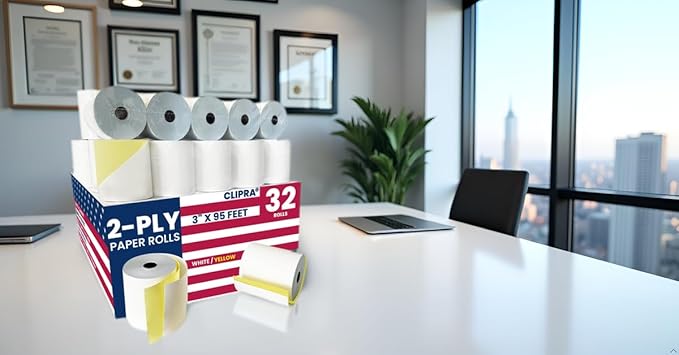 2 Ply Kitchen Printer Paper White/Yellow Carbonless Rolls 3” x 95 Feet Receipt - Image 7