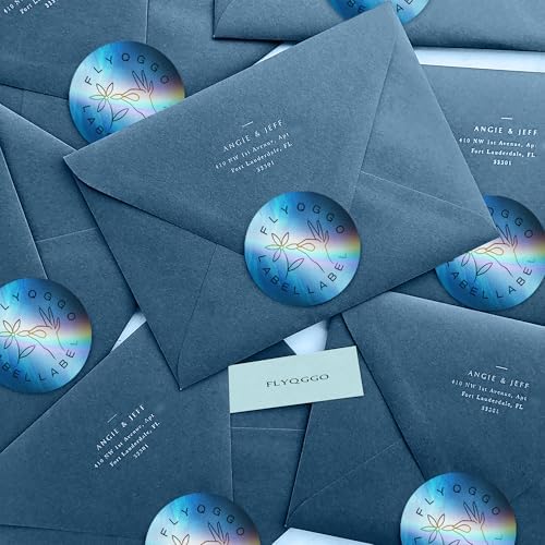 2" Holographic Thermal Sticker Labels, 500 Pcs Round Printable Thermal Waterproof Sticker Rainbow Glitter for Logo Design, Price/Name Tag, Barcode, DIY Custom, Ocean Dark Blue, 500 Labels/Roll - Image 4