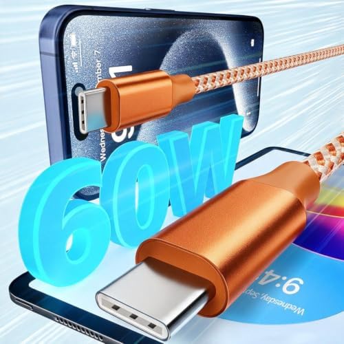 KYEHD USB C Cable，3 Pack 10FT 60W Fast Charging USB C to USB C Cable, Durable Type C Charger Cable for iPhone 17/16/15/iPad MacBook CarPlay and More - Image 7