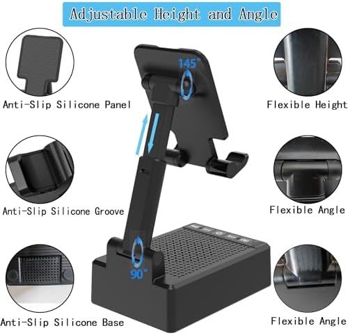 Birthday Gifts for Mother Father ,Cell Phone Stand with Wireless Bluetooth Speaker and Antislip Base HD Surround Sound for Home and Outdoors with Bluetooth Speaker for Desk Compatible with iPhone - Image 3