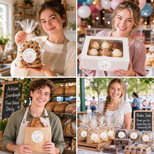 120 x Baked with Love Write On Bakery Stickers for Cookie Bags, Sourdough Bread, Jam Jars & Homemade Gifts, Writable Baking Labels for Home Bakers, Farmers Market & Small Business Packaging 2'' - Image 7