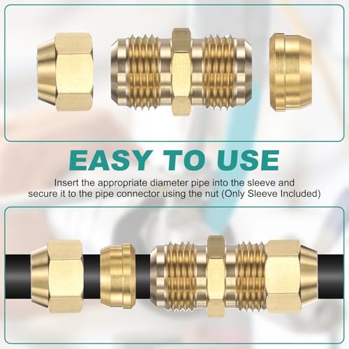 PATIKIL 6.35 mm OD Tube Compression Sleeves Ferrules, 16 Pack Brass Ferrule Compression Fittings for Water Oil Air Pipes - Image 4