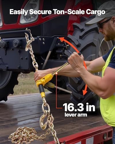 VEVOR Ratchet Chain Binder, 9200 lbs Working Load, Chain Binders Compatible with 3/8 in - 1/2 in Chains, Heavy Duty Ratchet Load Binder with Handles for Truck, Tie Down, Hauling, Towing, Logging - Image 6