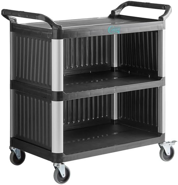 3-Shelf Black Plastic Utility Cart - Image 2