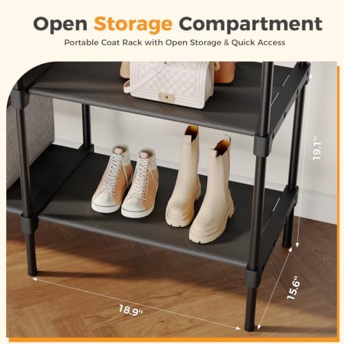 OLIXIS Heavy Duty Clothes Rack, Portable Wardrobe Closet, 75" L, Black - Image 6
