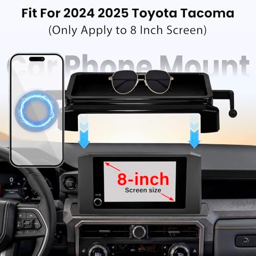 Car Phone Holder for Toyota Tacoma 2024 2025 2026 W/Center Console Organizer-for MagSafe Magnetic Cell Phone Mount for Tacoma Accessories 8 inch Touchscreen,Strong Magnets for iPhone (NOT FIT 14 inch) - Image 2
