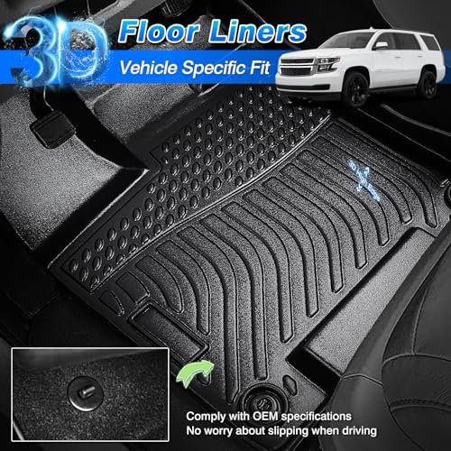 Cartist Floor Mats for 2015-2020 Chevy Tahoe/GMC Yukon, All Weather Floor Liners for Tahoe Accessories, Heavy Duty TPE Car Mats, Car Accessories - Image 2