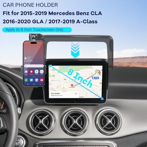 Car Phone Holder Fit for CLA 2015-2019/GLA 2016-2020/A-Class 2017-2019 Accessories -Cell Phone Mount for CLA/GLA 8 inch Touchscreen Hands-Free 360° Rotation - Image 2