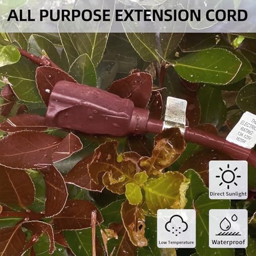 YOJOE Extension Cord, 3 Prong 13A Weatherproof Power Cord, 16 Gauge Heavy Duty 3 ft Brown Extension Cord for Garage, Garden and Home, 16/3 SJTW UL Certified - Image 6