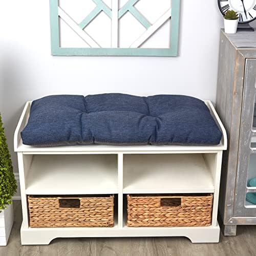 Klear Vu The Gripper Non-Slip Tufted Bench Cushion for Indoor Furniture, Assembled in USA, Entryway Storage, Bay Window, Corner Nook or Piano Seat, 30 Inches, Solid Indigo - Image 3