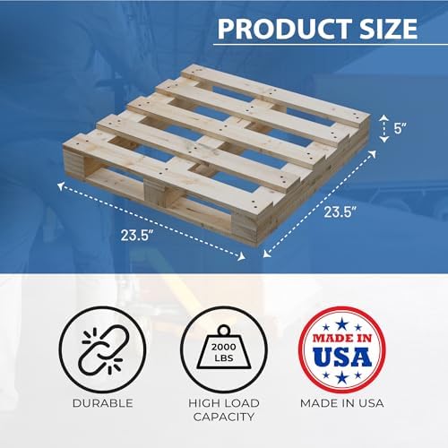 Greaton, Heavy-Duty 2-Way Entry Wooden Pallet – 23.5x23.5x5”, Industrial-Grade Hardwood Shipping Pallet, Durable, Reusable, Stackable, Easy to Handle, Commercial Use as a Floor-Pallet - Image 6