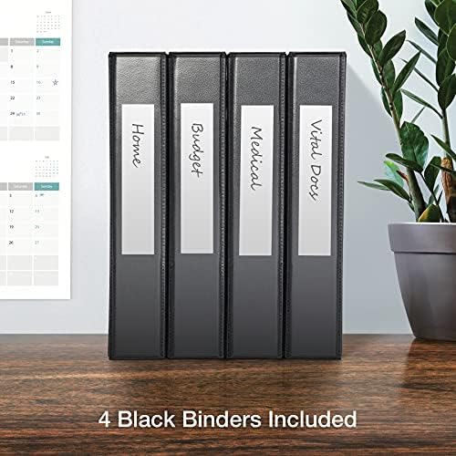 Oxford 3 Ring Binders, Binders for School and Office, Durable 1.5 Inch ONE-Touch Easy Open D Rings, View Binder Covers on 3 Sides, Durable Hinge, Non-Stick, PVC-Free, Black, 4 Pack (79905) - Image 5