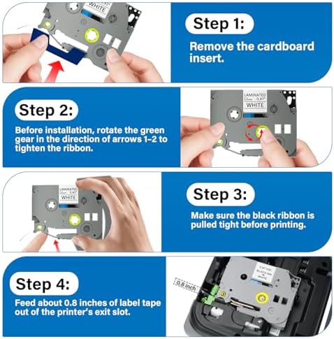 TZe-231 Label Maker Tape, 12 Pack 12mm 0.47 Inch Laminated Black on White Tape Refills, Compatible with PT-D210 PT-H110 PT-D220 PT-D400 PT-D410 PT-D460BT PT-D600 PT-P300BT PT-P700, 26.2 ft Each - Image 5