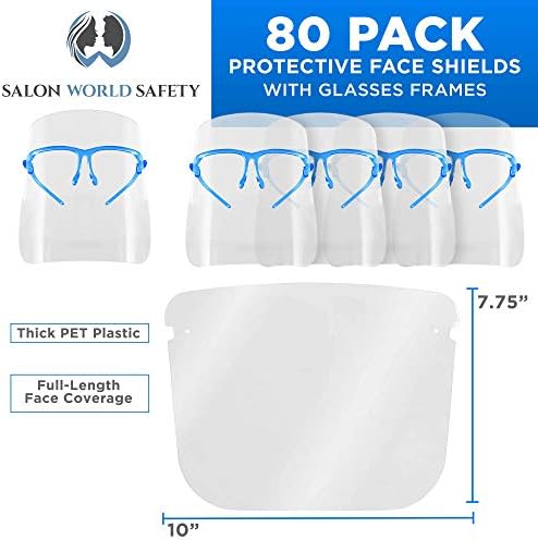 Salon World Safety Face Shields with Blue Glasses Frames (Case of 80) - Image 2