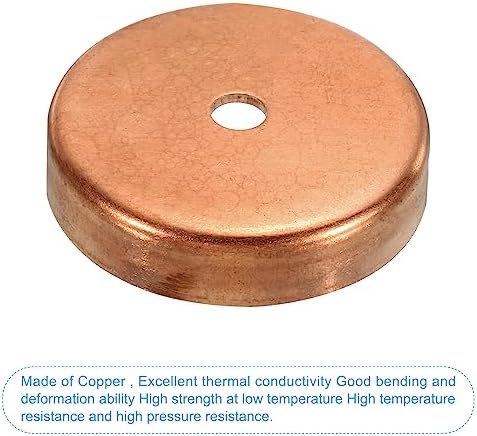 PATIKIL 1-5/8" Copper End Cap with 1/4" Hole, 5 Pcs Pipe Fitting Sweat Plug Connection for Water Pipe Plumbing, HVAC, Refrigeration System - Image 4