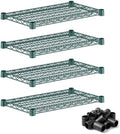 14"x24" Green Wire Shelf 4-Pack, Kitchen Pantry & Garage Storage Rack Add-On Shelving Unit by Zedfire