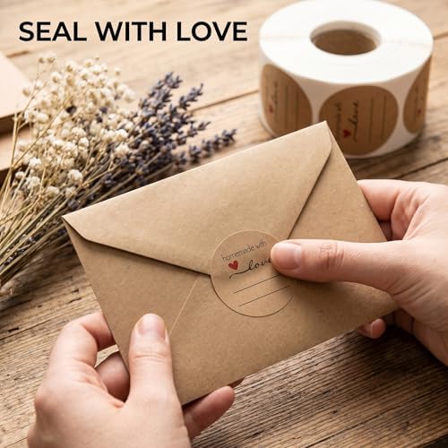 Thank You Stickers, 500pcs 1 Inch Round Kraft Stickers Small Business Adhesive Writable Homemade with Love Labels Rustic Thank You Tags for Packaging Envelopes Gift Boxes Baking Supplies - Image 4