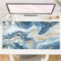 QiyI PU Leather Large Mouse Pad, 31.5" x 15.7", Blue White Marble by QIYI