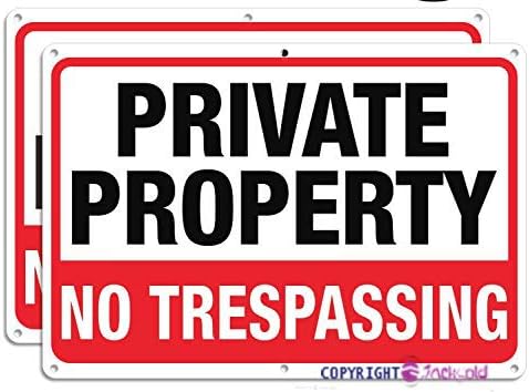 Private Property No Trespassing Metal Sign (2 Pack), 12 X 8 Inches Rust Free Aluminum Sign - Reflective Weatherproof - Easy to Mount - Indoor & Outdoor Use by Eletina