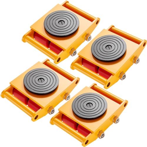 VEVOR 4pcs Machinery Mover, 8T Machinery Skate Dolly, 17637lbs Machinery Moving Skate, Machinery Mover Skate w/ 360° Rotation Cap and 4 Rollers, Heavy Duty Industrial Moving Equipment, Yellow by VEVOR