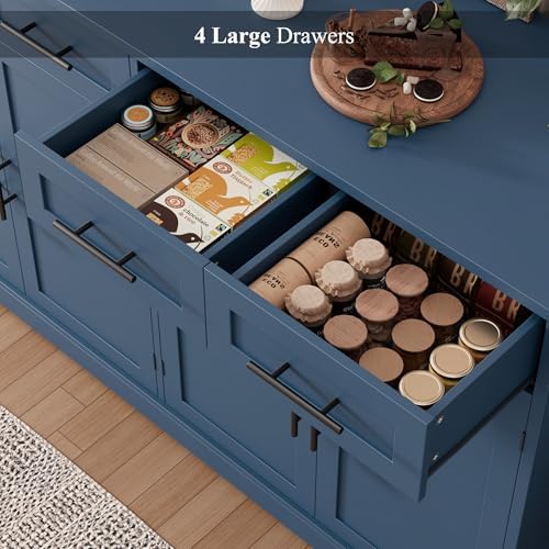 HOSTACK 60" W Sideboard Buffet Cabinet with Storage, Kitchen Cabinet, Blue - Image 6