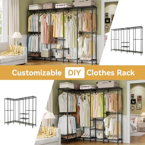 Higeego H5 Heavy Duty Clothes Rack, Black Clothing Rack for Hanging Clothes - Image 3