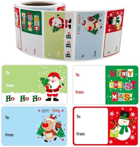 250Pcs Christmas Gift Tags,Self Adhesive Santa Claus Stickers,Christmas Tags for Gifts,to from Festive Holiday Name Tag Labels for Xmas Decorations Holiday Present Packaging Wrapping Cards by LOPUROExquisiteAccessories