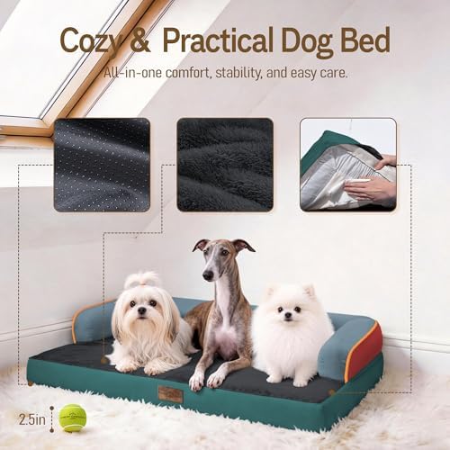Comfort Expression Washable Dog Bed with Bolster for Medium to Large Dogs - Image 4