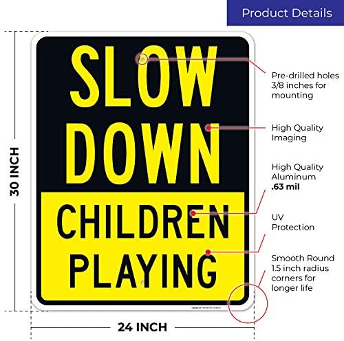 Slow Down Children Playing Sign, Traffic Sign, - Image 3