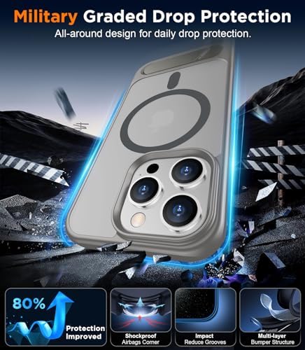 Temdan Magnetic Compatible with iPhone 14 Pro Max Case, [Built-in Invisible Kickstand][Compatible with MagSafe] [Military Grade Shockproof] Slim Translucent Matte Phone Case for iPhone 14 Pro Max 6.7" - Image 3