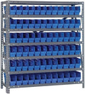 Quantum Storage Systems 1239-100BL Steel Shelving Unit with 4" Shelf Bins, 12" D x 36" W x 39" H, Blue by QuantumStorageSystems