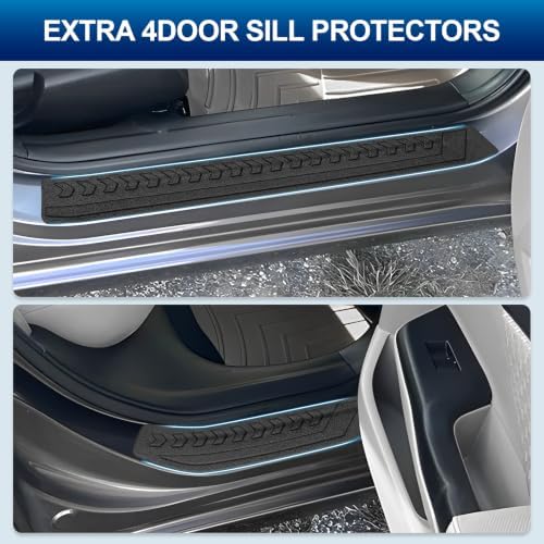 PELEUS Floor Mats Custom Compatible with Honda Civic Hybrid 2012-2015 (NOT for Gas) All-Weather TPE Odorless Car Liners Front Rear and Trunk Cargo Liner Set with 4Pcs Door Sill Guards Black - Image 3