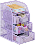 EasyPAG Mesh Desk Organizer with 3 Drawer Office Desktop Organizers and Accessories Stationery Caddy for Office, Home, Students, Purple by EasyPAG