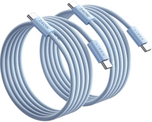 LISEN USB C to USB C Cable, 240W PS/2 Fast Charging Cable (6.6FT+6.6FT) by Lisen