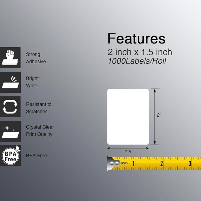 BETCKEY - 2" x 1.5" Address Removable Film Label - Durable Waterproof - - Image 2