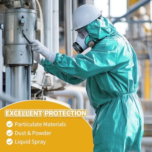Painting Protective Suit, SMS Full Body Hazmat Suits Coveralls with Hood and Elastic Wrists for Mechanic Work - Image 3
