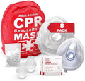 Adult and Infant CPR Mask Combo Kit – 8-Pack – 16 Valves, 8 Gloves, 16 Alcohol Pads – Emergency Resuscitation Kit for First Responders by EverReadyFirstAid