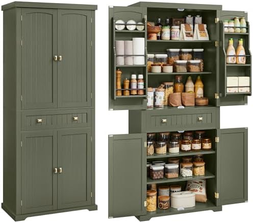 VASAGLE Pantry Cabinet, Freestanding Tall Cupboard with a Drawer by VASAGLEbySONGMICSHOME